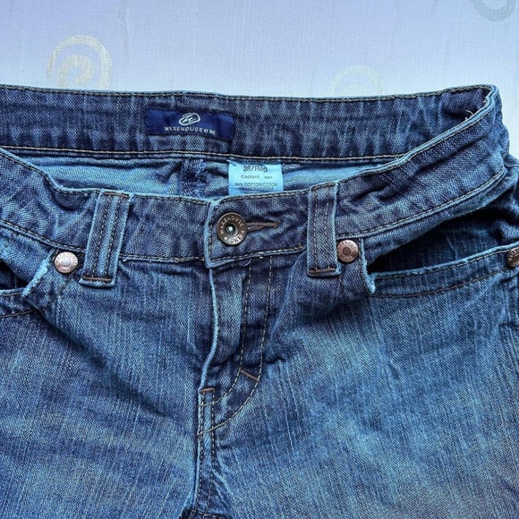 Vintage cargo pocket warehouse one low rise flare bootcut dark wash jeans - Picture 2 of 5